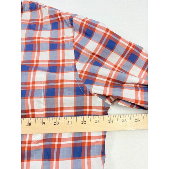 UNIQLO Men's Plaid Button Up Shirt XL  Cotton Orange Blue Smart‎ Casual NWOT - Picture 11 of 14